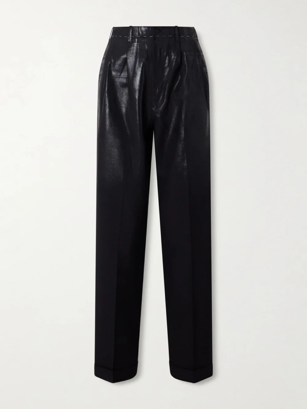 Maison Margiela Pleated Wool Straight-leg Pants in black