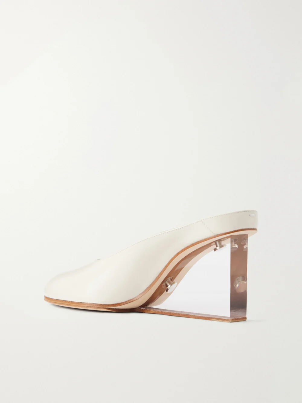 Back view of the Maison Margiela Plexi 80 Leather Wedge Sandals