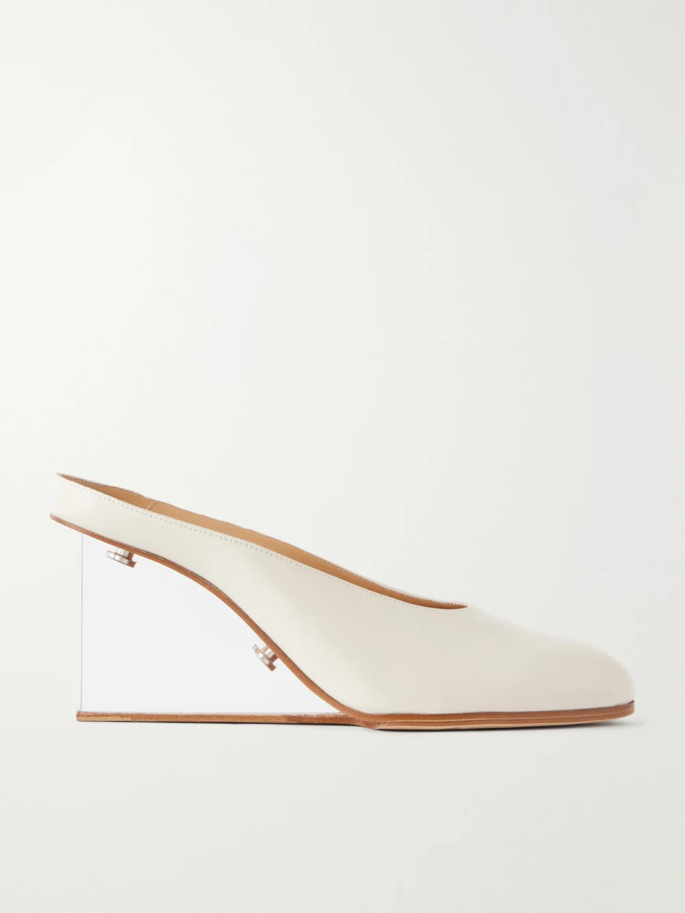 Maison Margiela Plexi 80 Leather Wedge Sandals in off-white