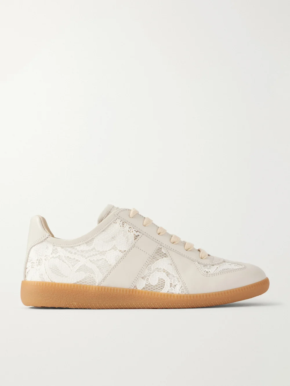 Maison Margiela Replica Lace and Leather Sneakers in white
