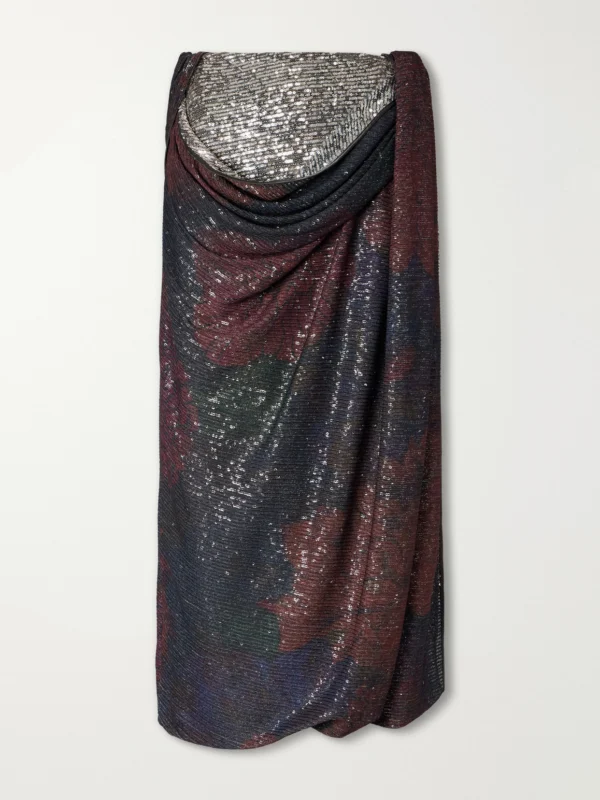 Maison Margiela Sequined Satin Midi Skirt