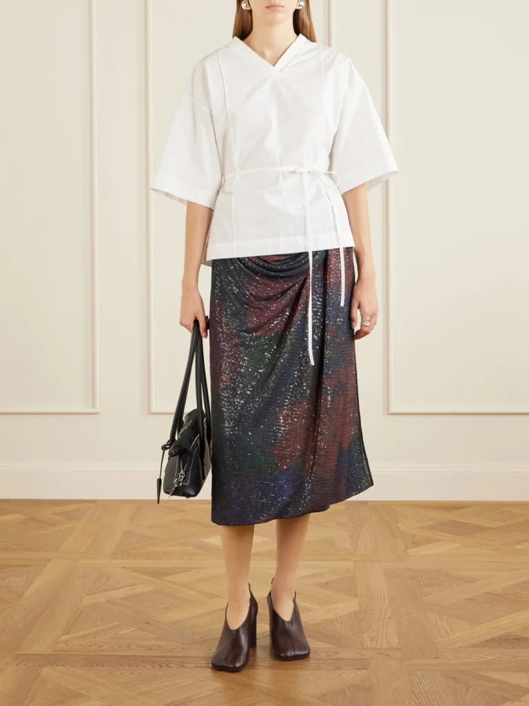 Maison Margiela Sequined Satin Midi Skirt