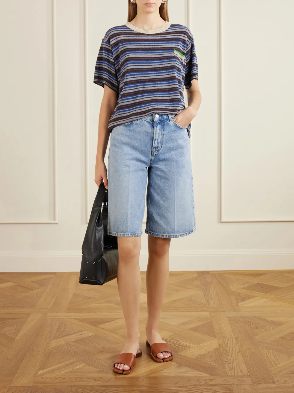 Maison Margiela Striped Knitted T-shirt, worn by a model