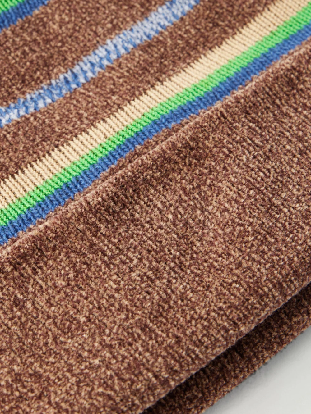 Close-up detail of the Maison Margiela Stripped Cotton and Wool-blend Beanie