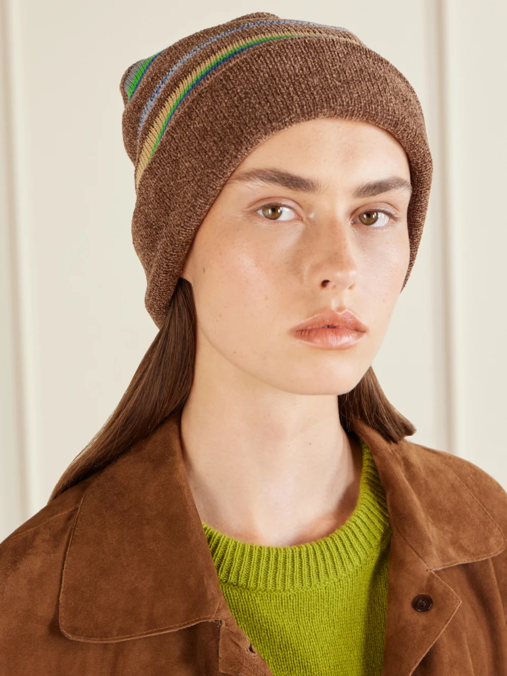 Maison Margiela Stripped Cotton and Wool-blend Beanie, styled view