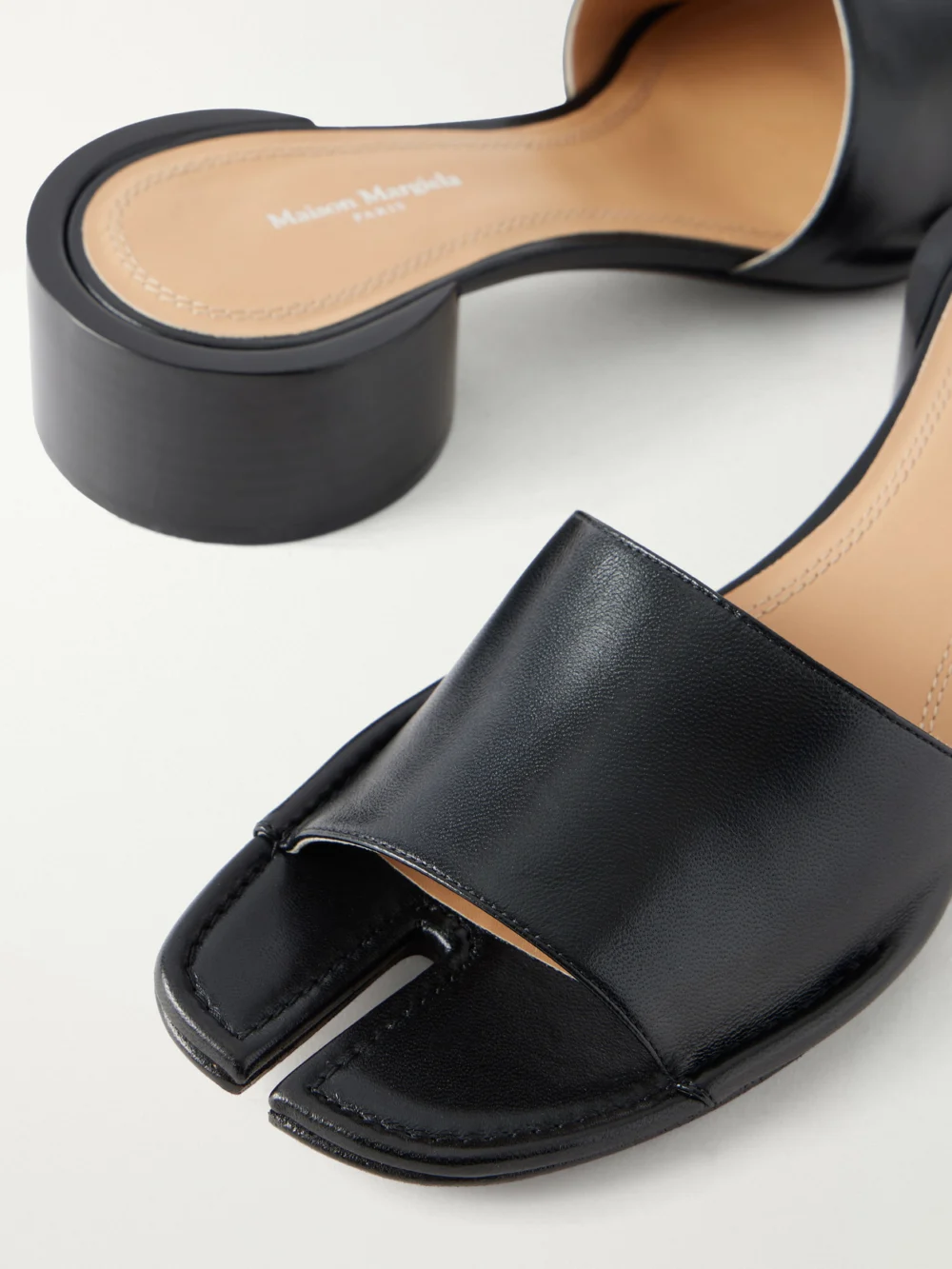Close-up detail of the Maison Margiela Tabi 30 Leather Sandals