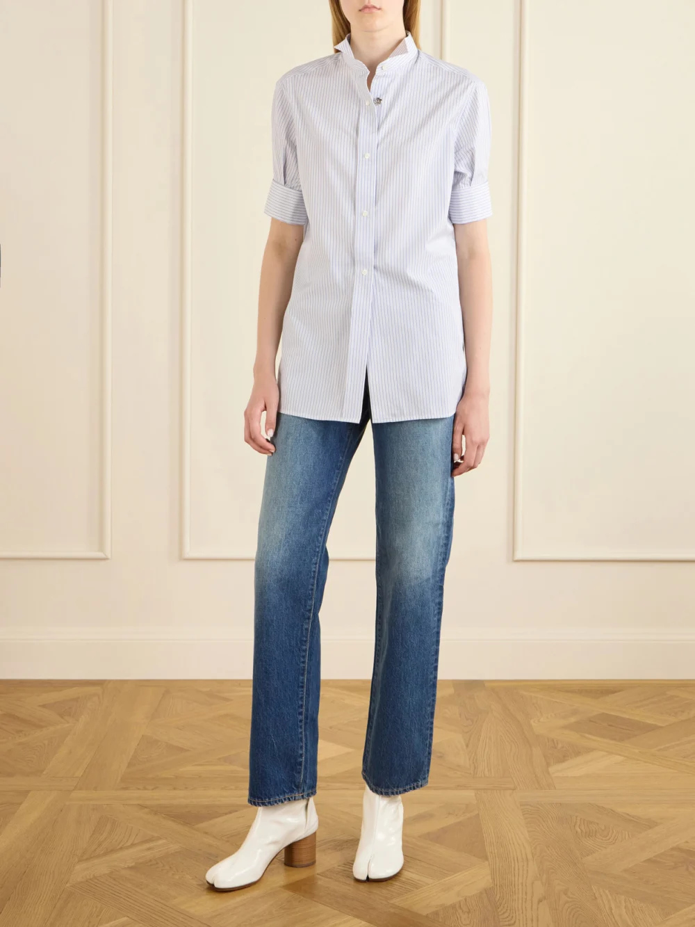 Maison Margiela Tabi 60 Leather Ankle-boots, styled view