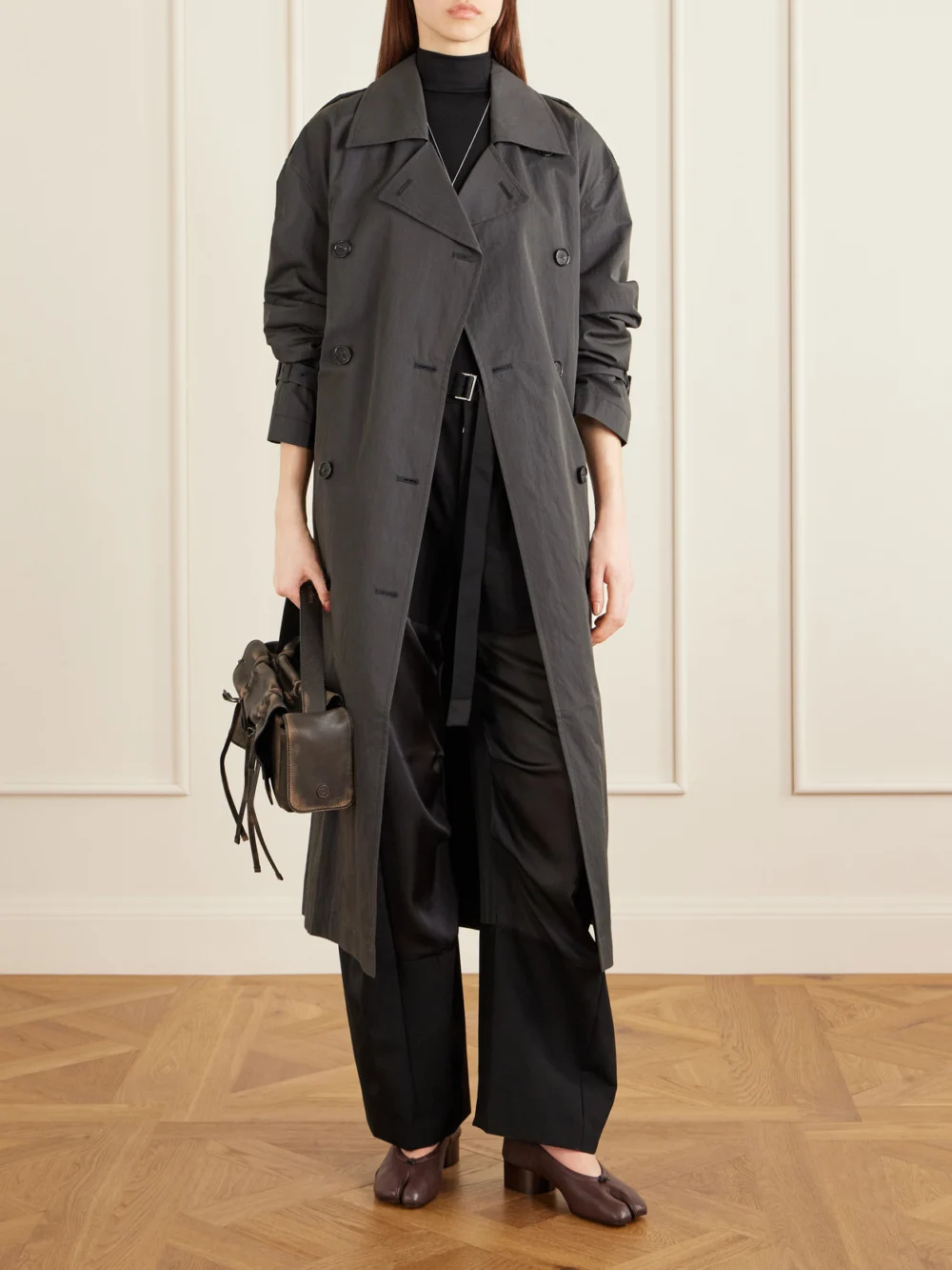 Maison Margiela Tabi Ballerina Split-toe Leather Pumps, styled view
