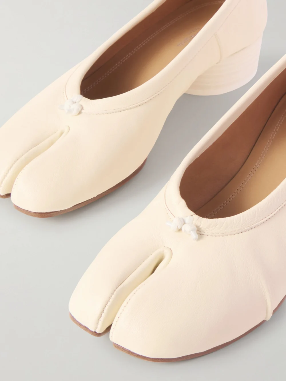 Close-up detail of the Maison Margiela Tabi Ballerina Split-toe Leather Pumps