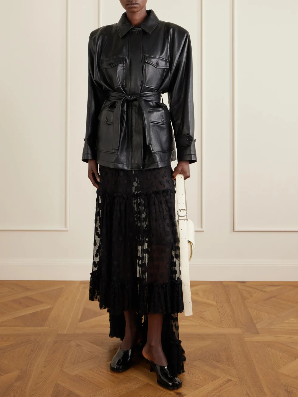 Maison Margiela Tabi City Split-toe Leather Pumps, styled view
