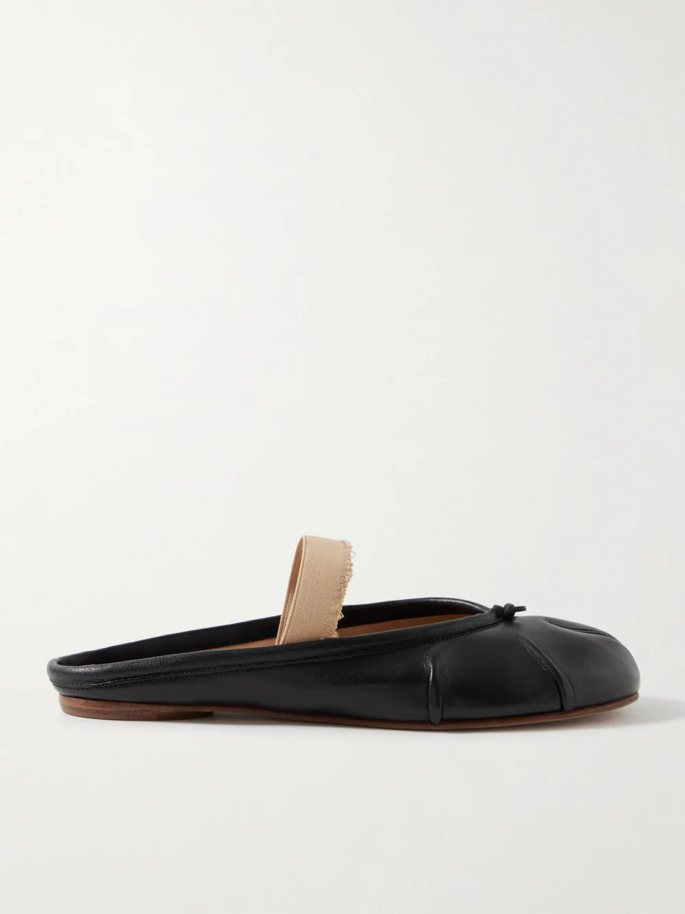 Maison Margiela Tabi Frayed Split-toe Leather Ballet Flats in black