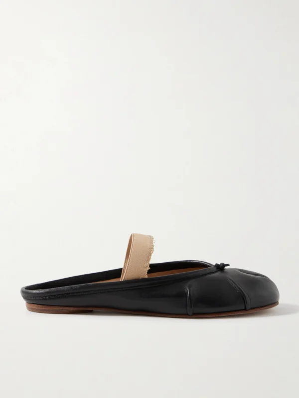 Maison Margiela Tabi Frayed Split-toe Leather Ballet Flats