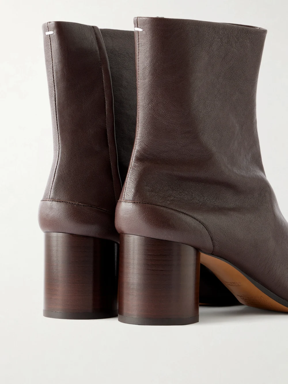 Close-up detail of the Maison Margiela Tabi Leather Ankle Boots