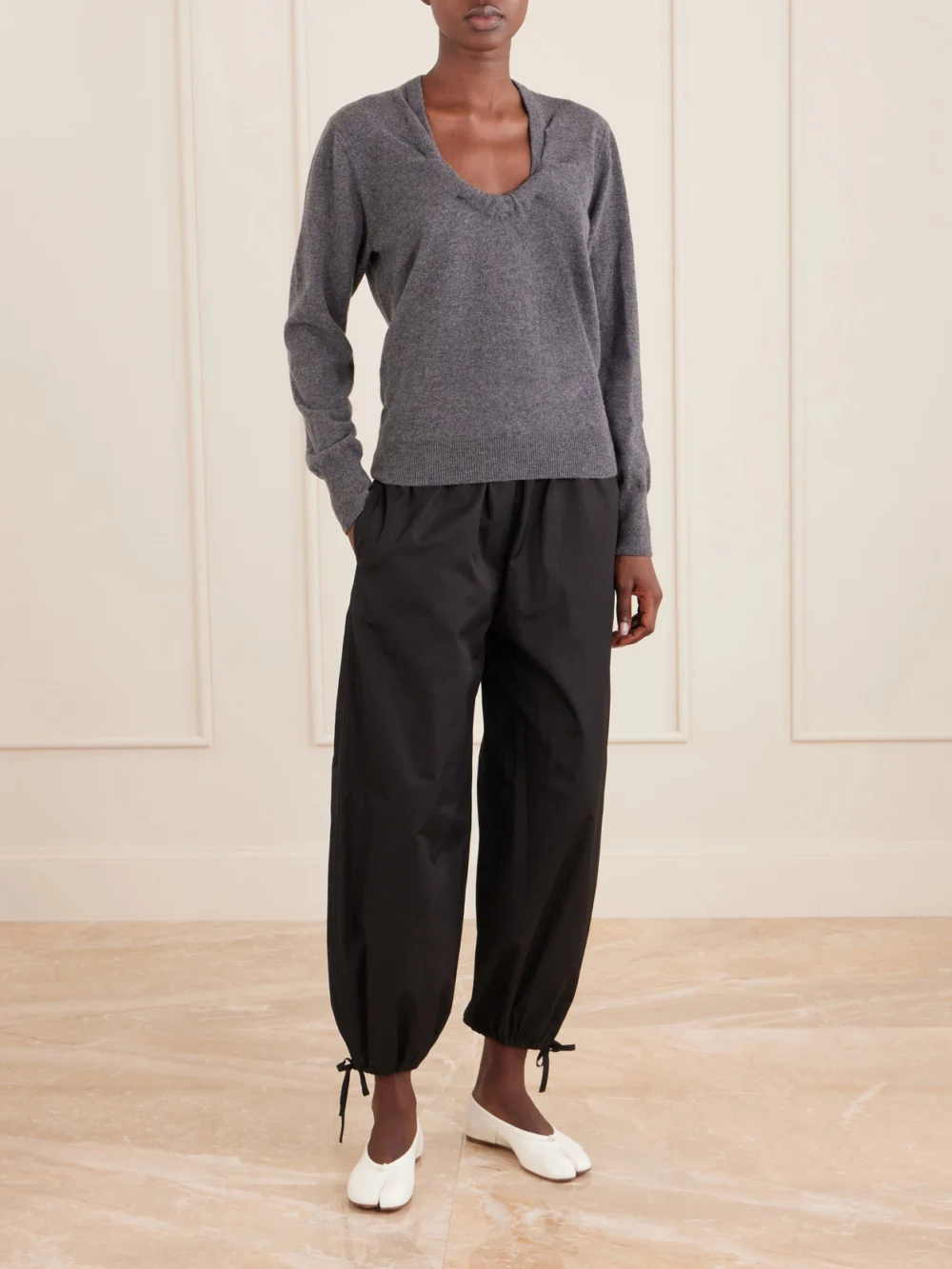 Maison Margiela Tabi New Ballerina Split-toe Patent-leather Ballet Flats, styled view