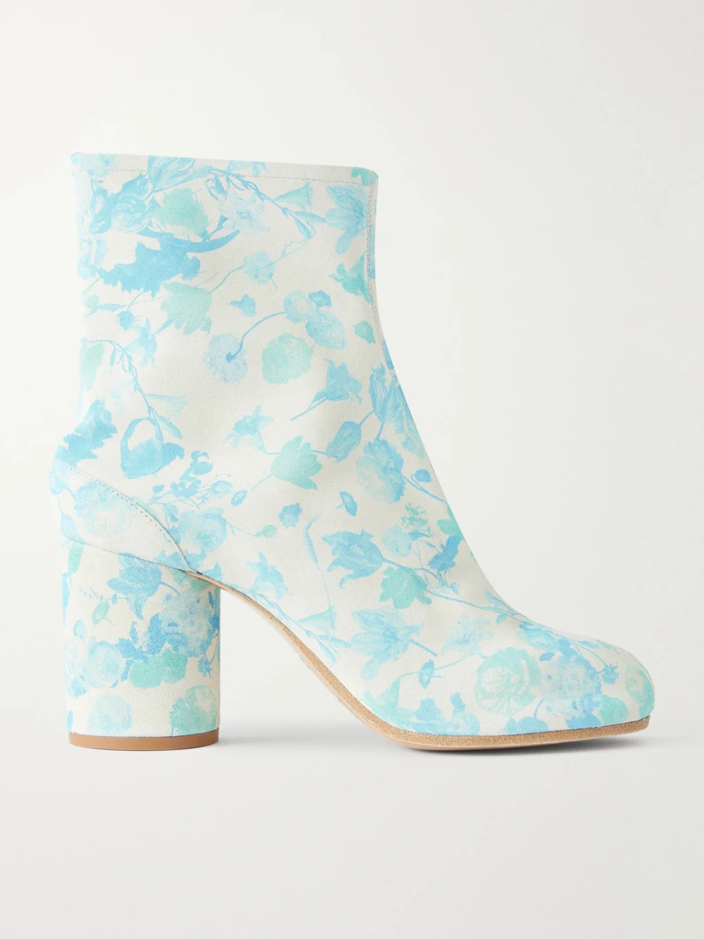 Maison Margiela Tabi Split-toe Floral-print Suede Ankle Boots in blue