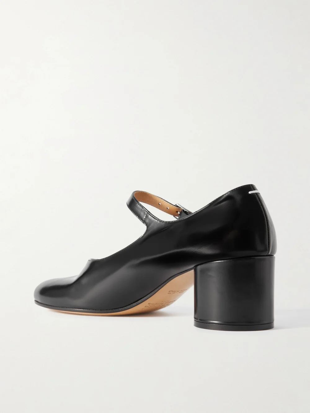 Back view of the Maison Margiela Tabi Split-toe Glossed-leather Mary Jane Pumps