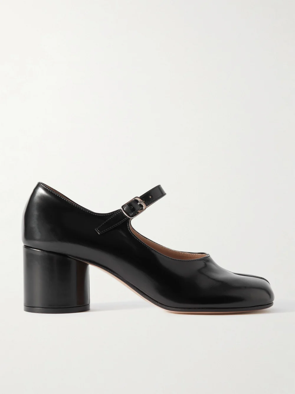 Maison Margiela Tabi Split-toe Glossed-leather Mary Jane Pumps in black