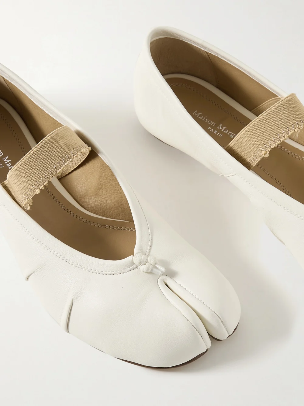 Close-up detail of the Maison Margiela Tabi Split-toe Leather Ballet Flats