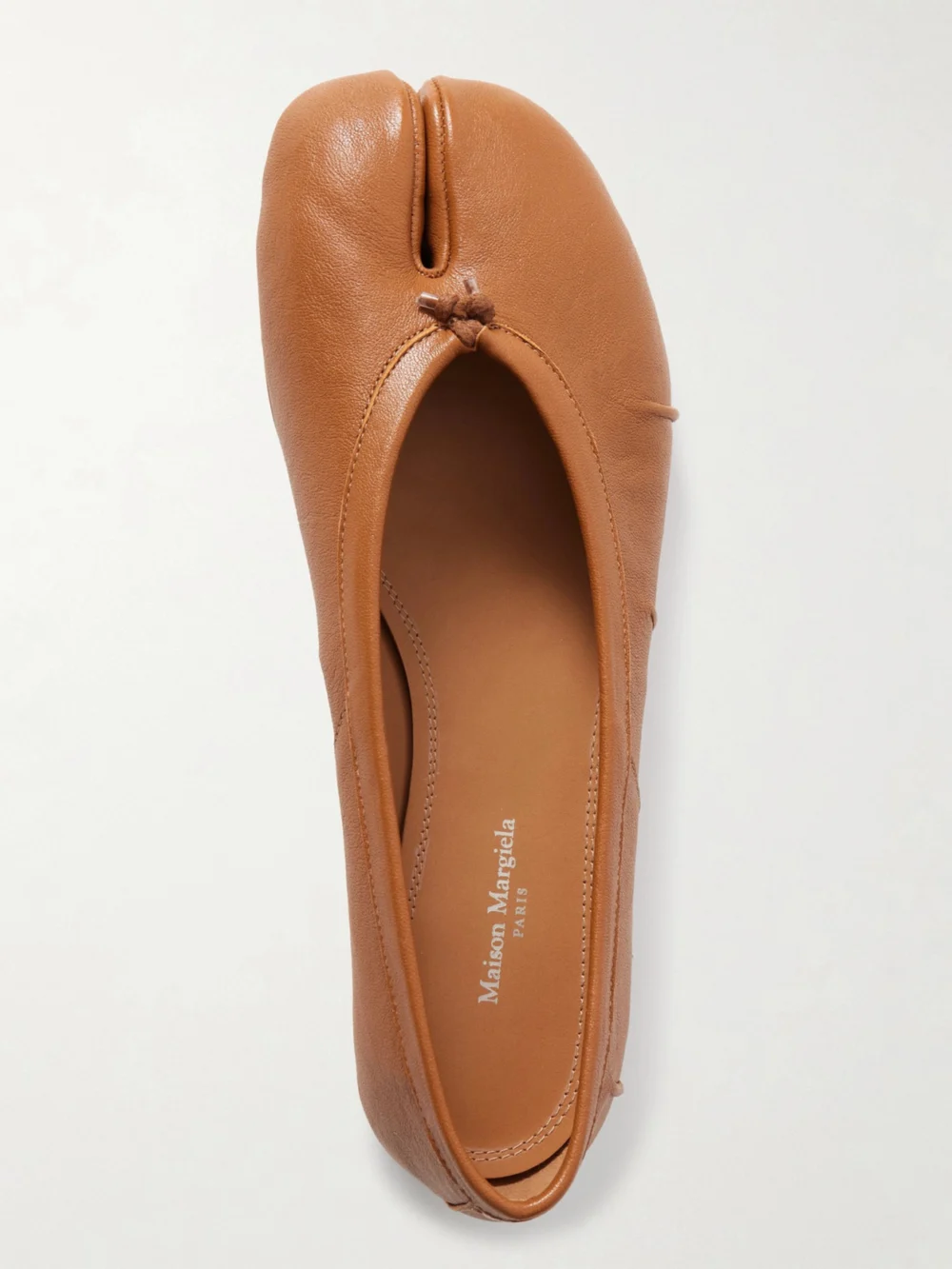 Maison Margiela Tabi Split-toe Leather Ballet Flats in tan