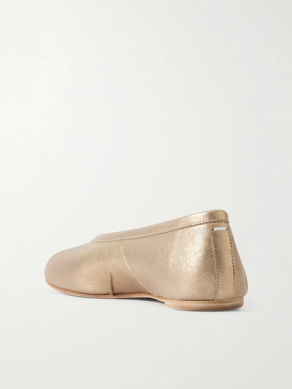 Back view of the Maison Margiela Tabi Split-toe Textured Metallic Leather Ballet Flats