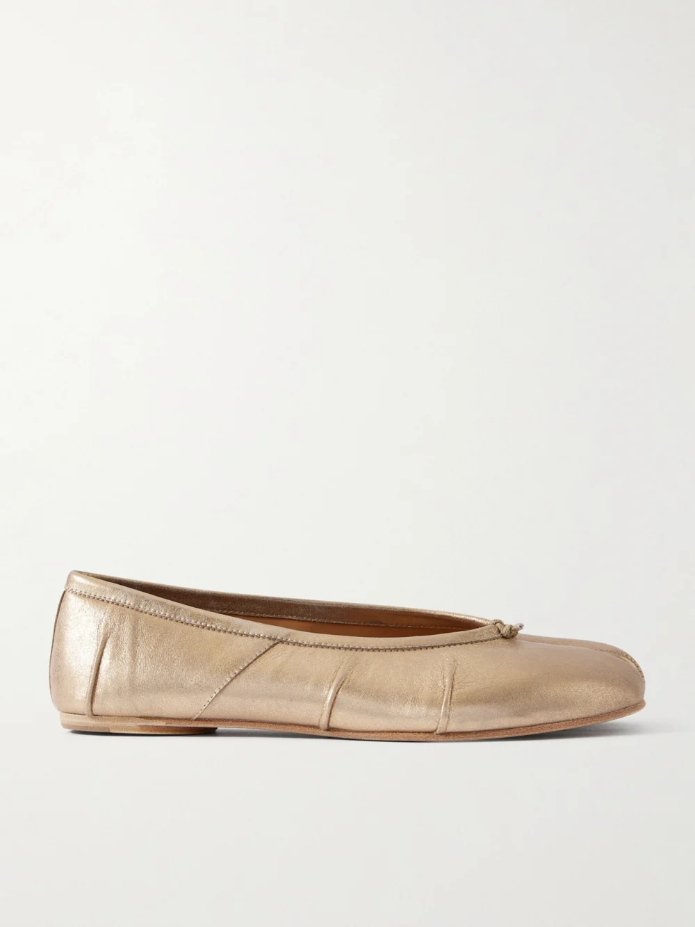 Maison Margiela Tabi Split-toe Textured Metallic Leather Ballet Flats in gold