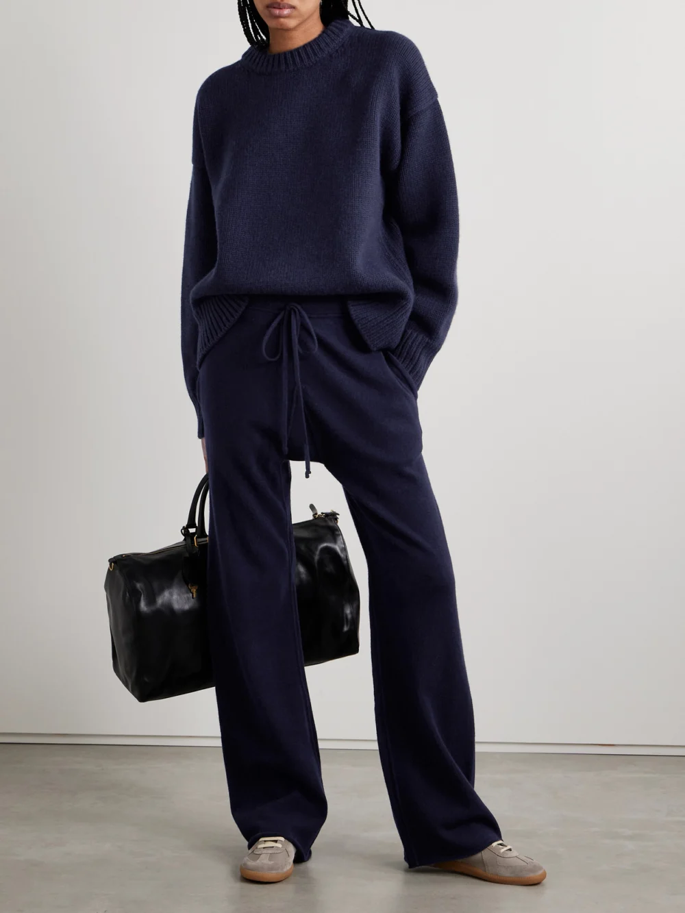 Maison Margiela Wool and Cashmere-blend Track Pants, worn by a model