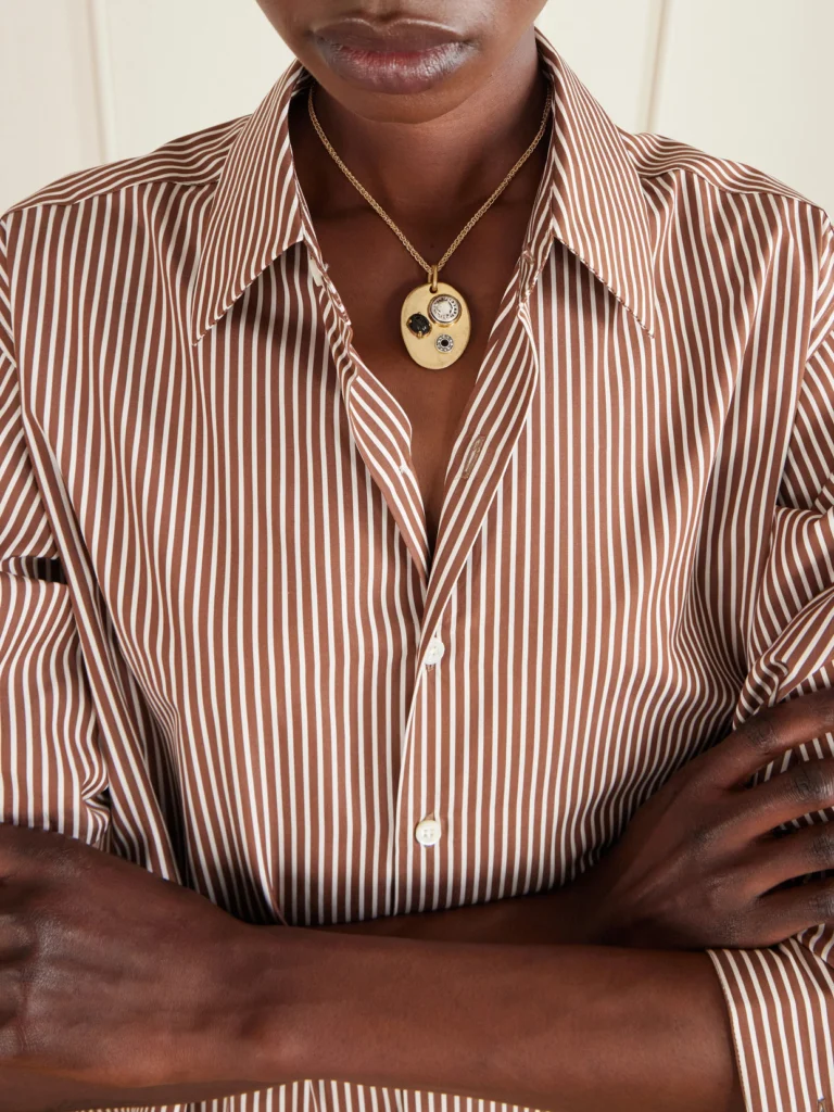 Maison Mayle Arpelle Gold-plated, Glass, Pewter and Crystal Necklace