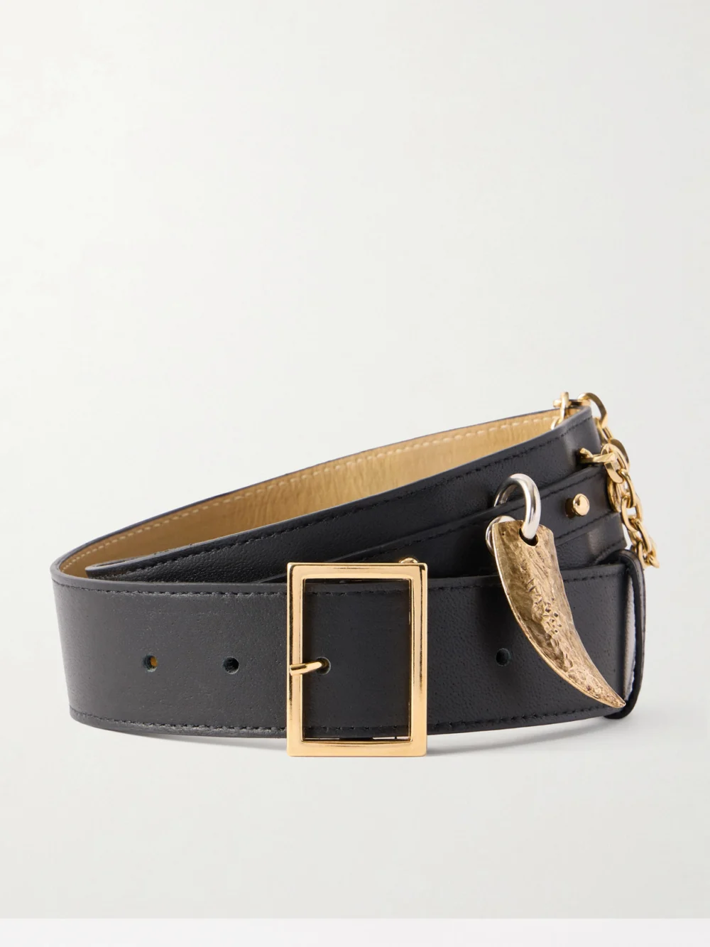 Maison Mayle Del Rio Embellished Leather Waist Belt in black