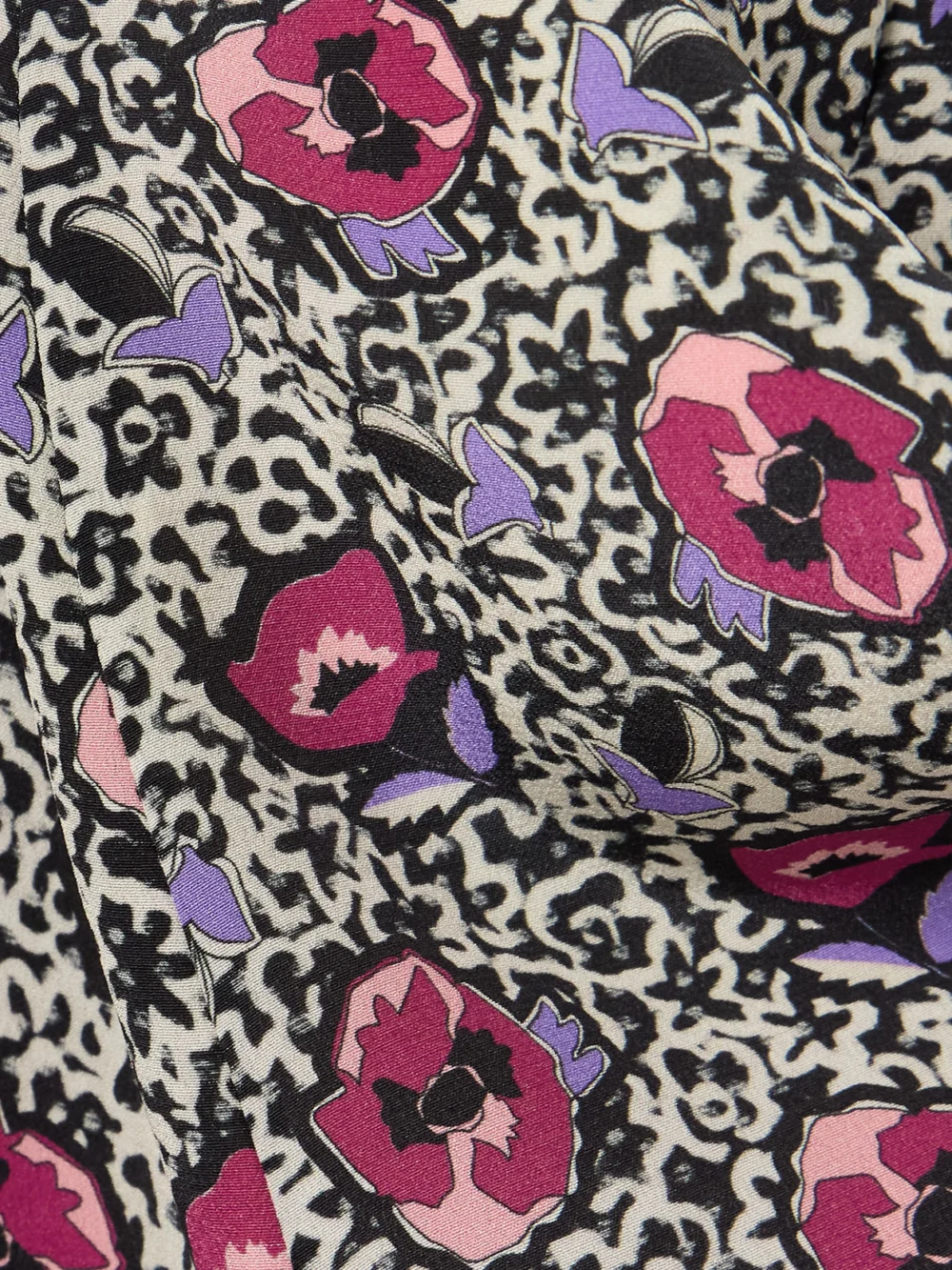 Close-up detail of the Maison Mayle Flora Mar Tasseled Floral-print Silk Crepe De Chine Midi Dress