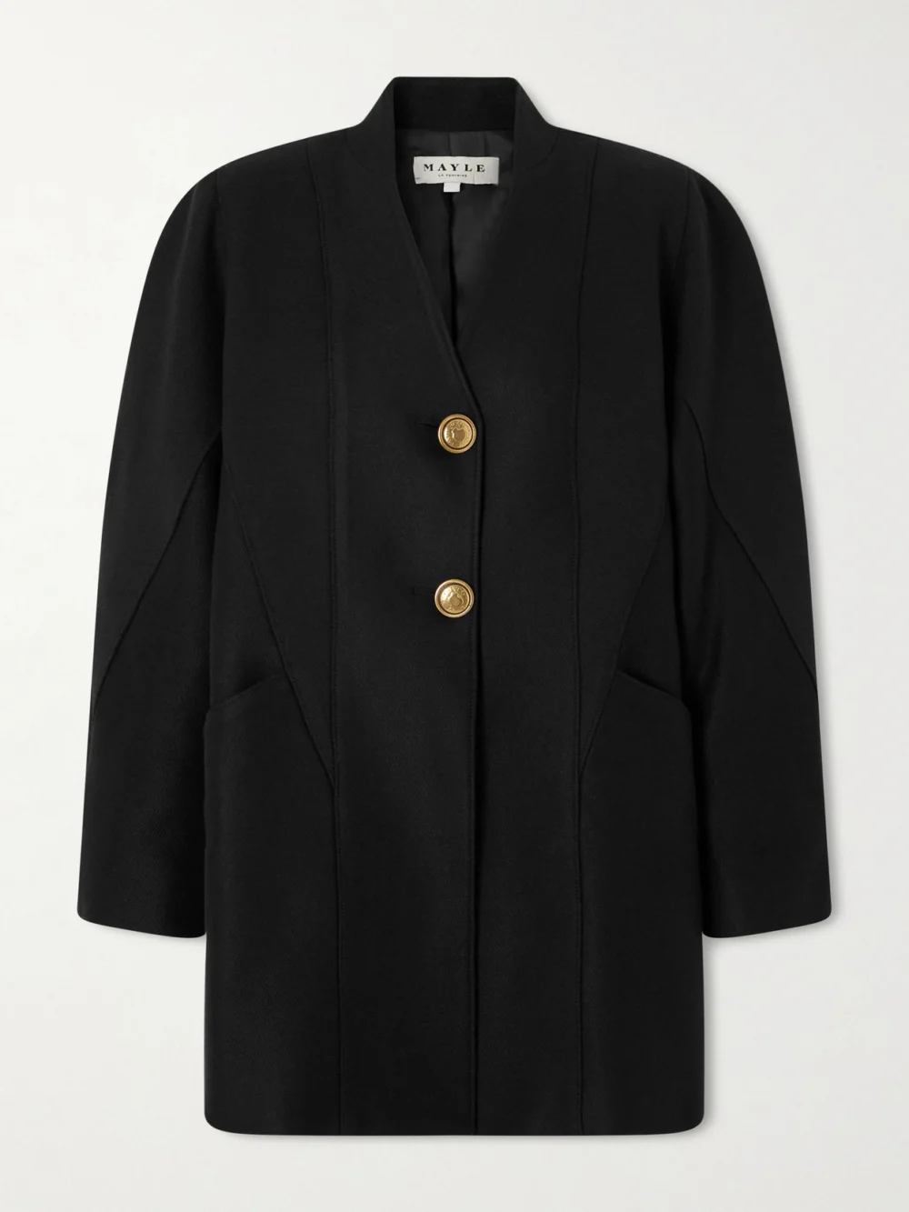 Maison Mayle Ines Paneled Wool-twill Coat in black