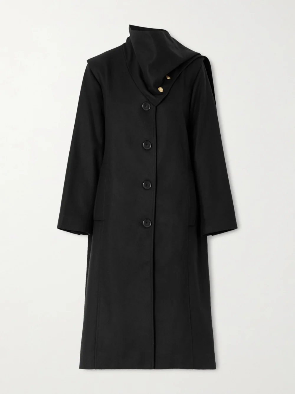 Maison Mayle Isadore Scarf-detailed Wool-blend Coat in black