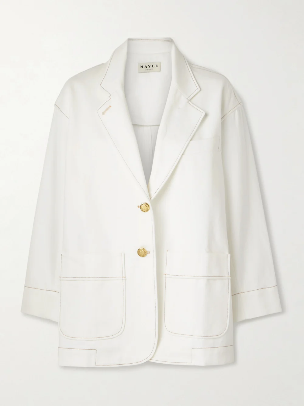 Maison Mayle James Oversized Denim Blazer in ivory