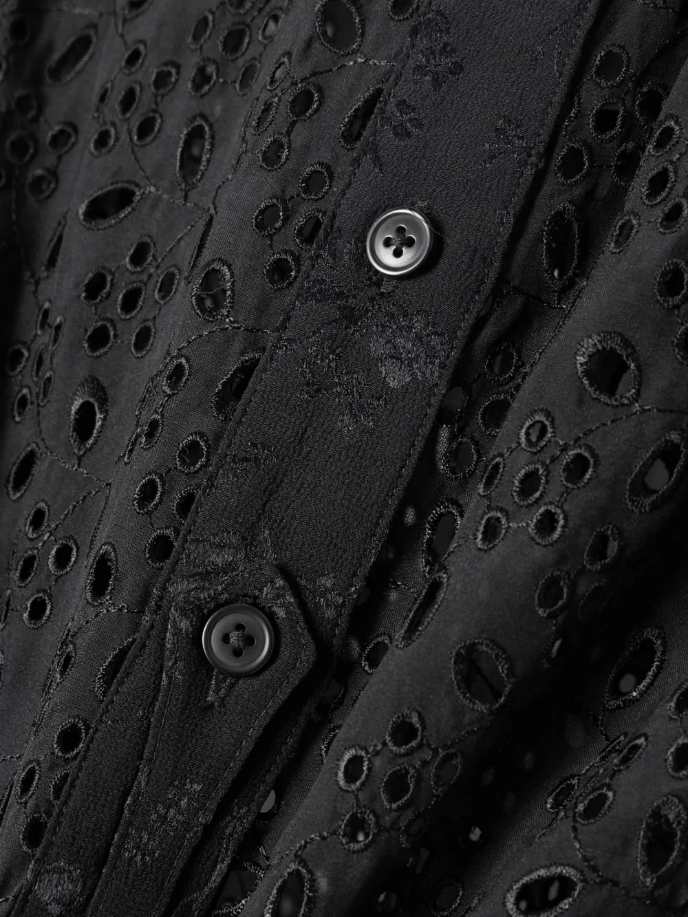 Close-up detail of the Maison Mayle Lady Papa Broderie Anglaise Silk Blouse