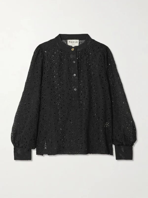 Maison Mayle Lady Papa Broderie Anglaise Silk Blouse