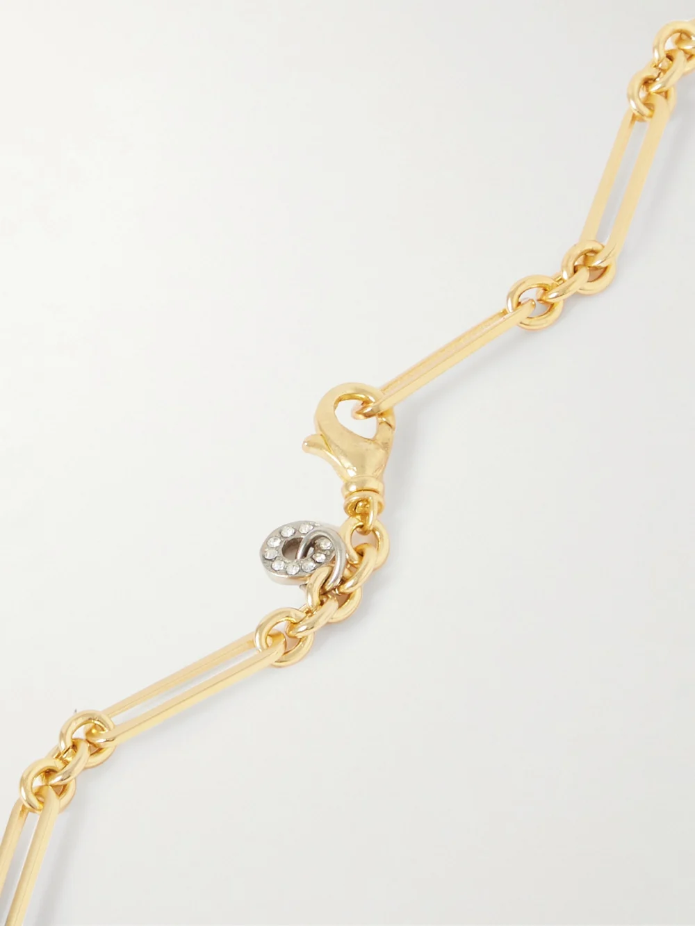 Back view of the Maison Mayle Long Links Combo Gold-plated, Enamel and Crystal Necklace