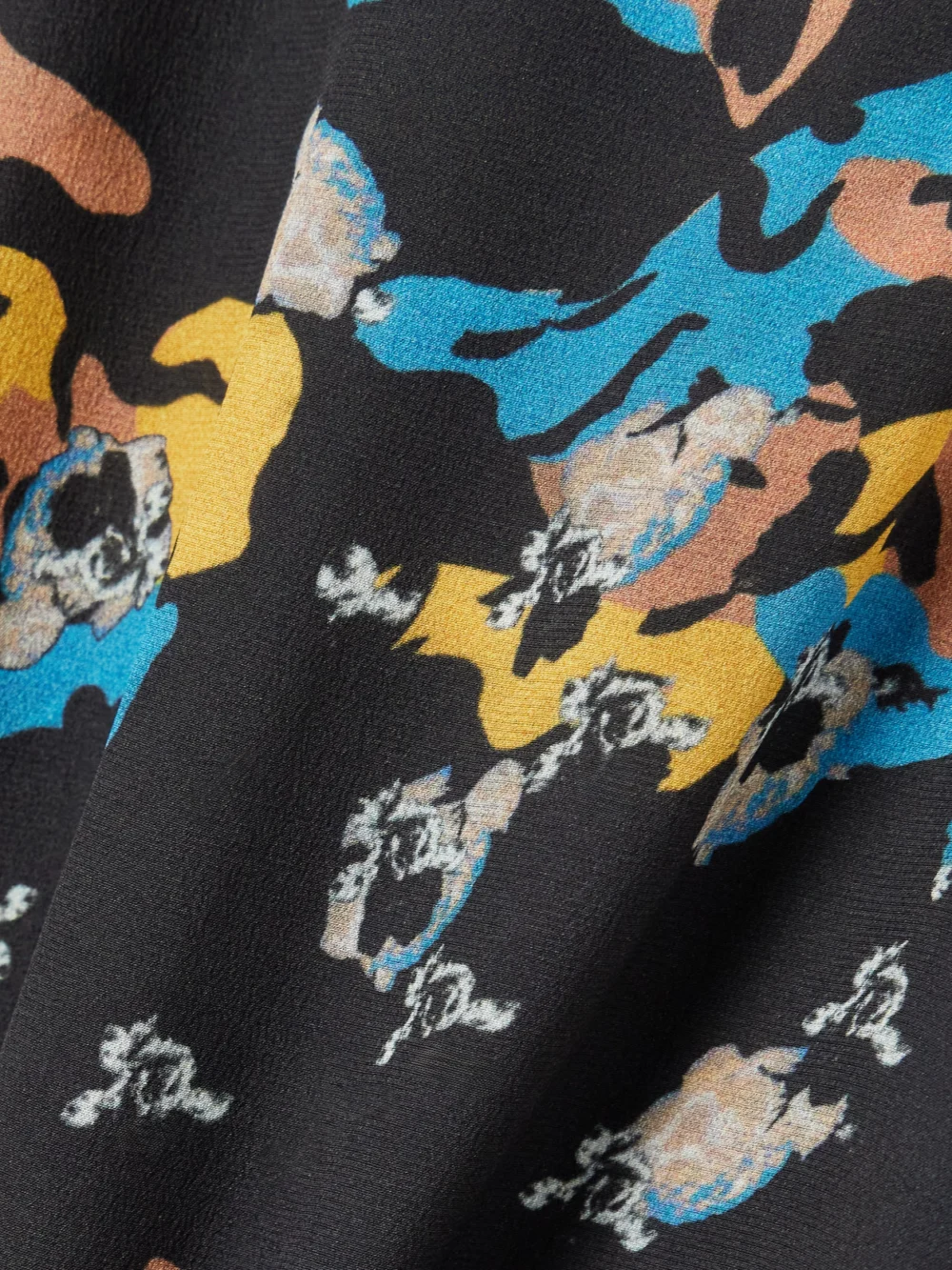 Close-up detail of the Maison Mayle Patapan Cutout Printed Silk-crepe Midi Dress