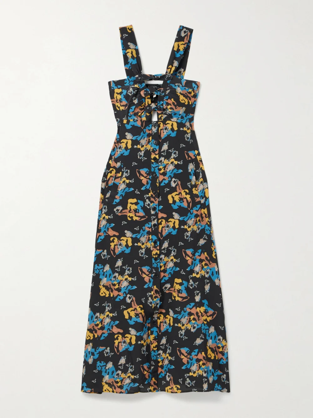 Maison Mayle Patapan Cutout Printed Silk-crepe Midi Dress in multi