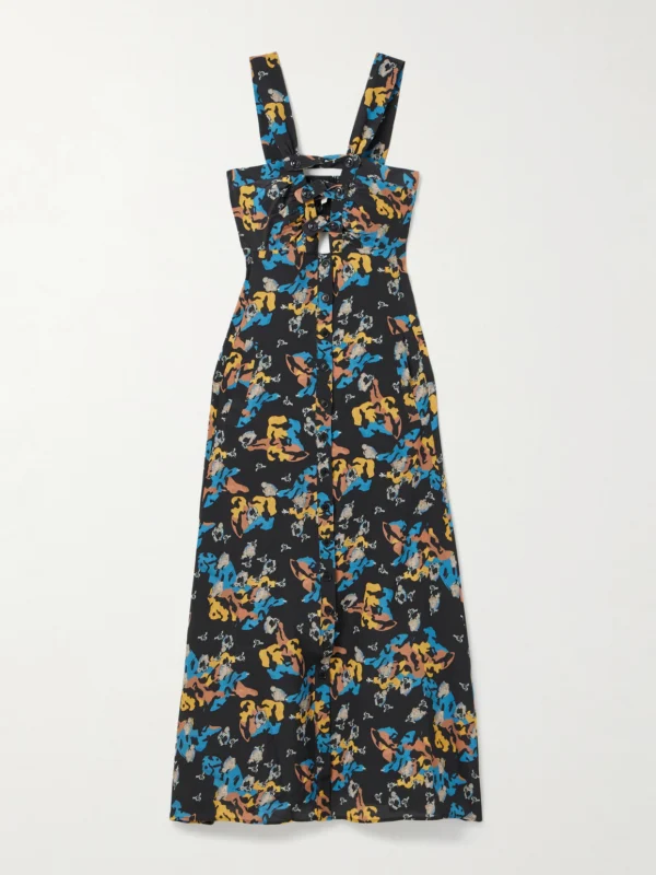 Maison Mayle Patapan Cutout Printed Silk-crepe Midi Dress