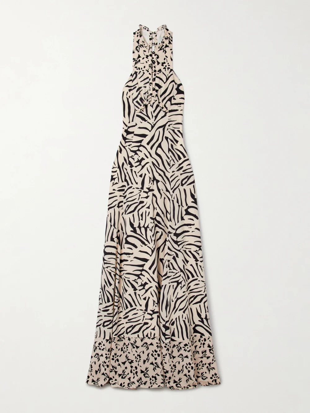 Maison Mayle Valentine Ruffled Printed Silk-crepe Halterneck Maxi Dress in multi