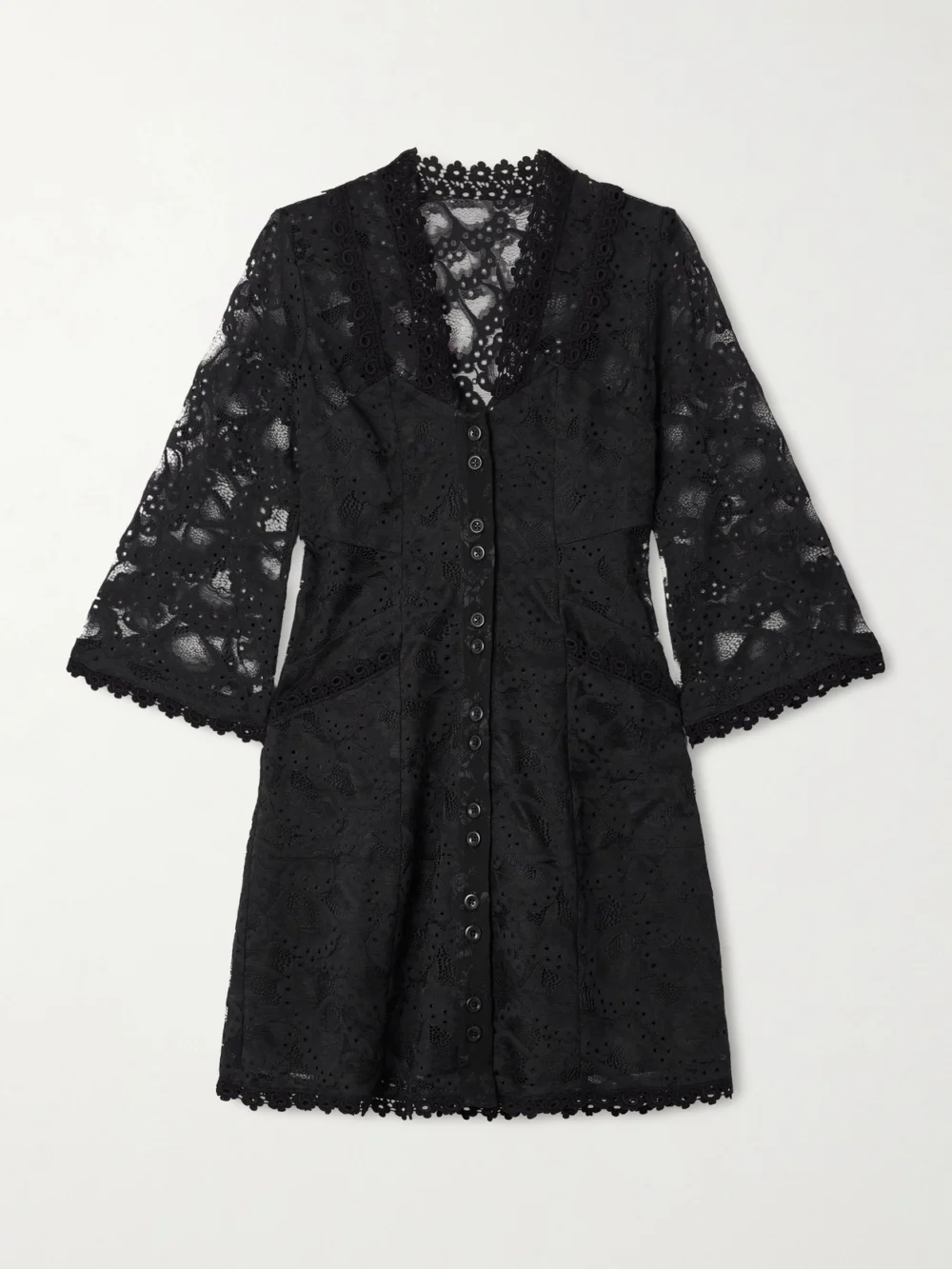 Maison Mayle Valesca Paneled Silk-trimmed Cotton-blend Lace Mini Dress in black