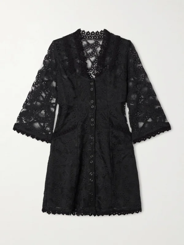 Maison Mayle Valesca Paneled Silk-trimmed Cotton-blend Lace Mini Dress