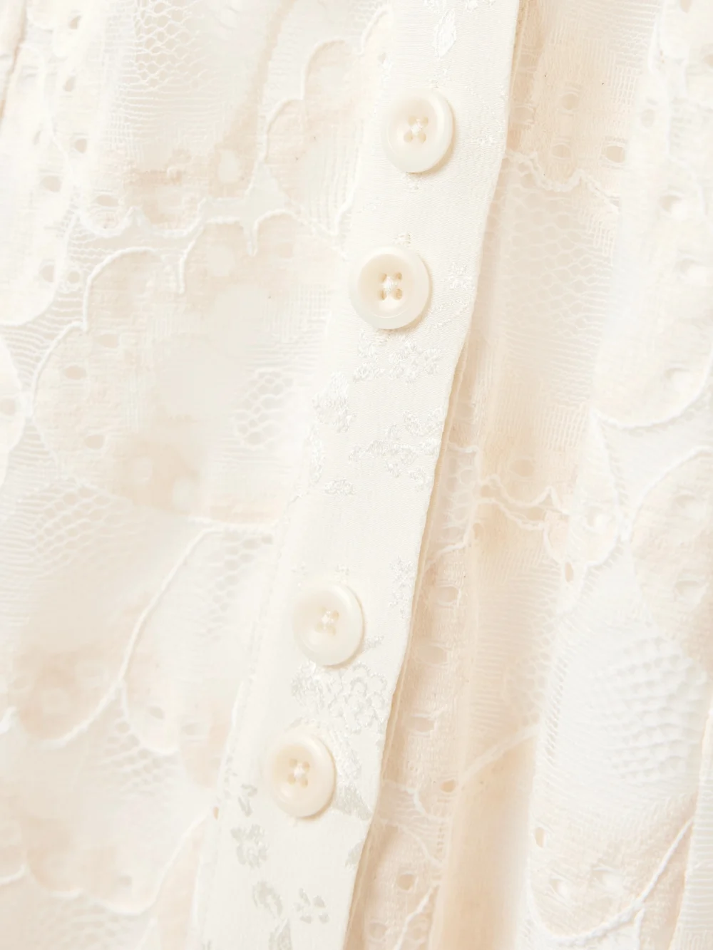 Close-up detail of the Maison Mayle Valesca Silk Jacquard-trimmed Cotton-blend Guipure Lace Midi Dress
