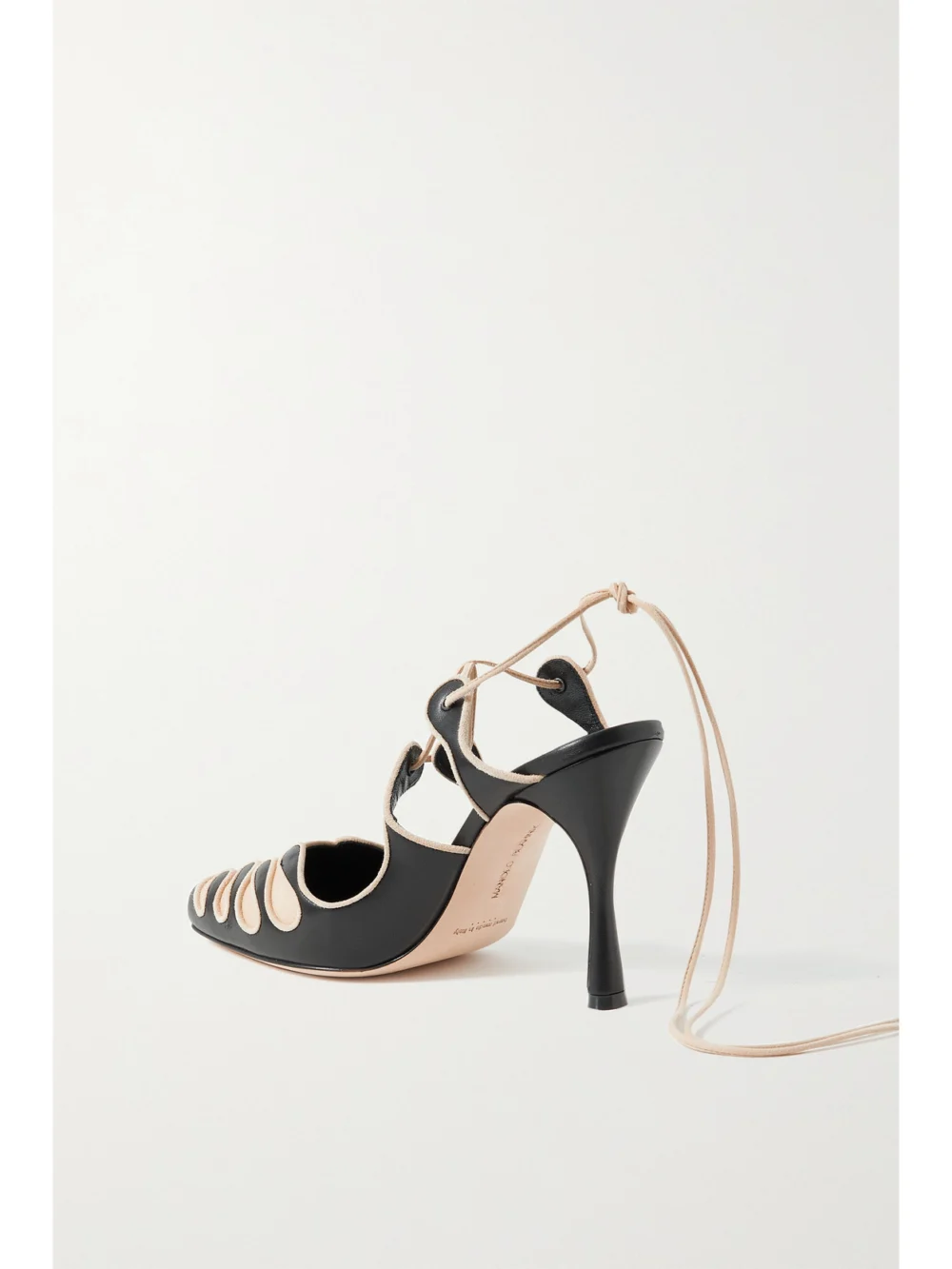 Back view of the Manolo Blahnik Antero 105 Leather and Suede Pumps
