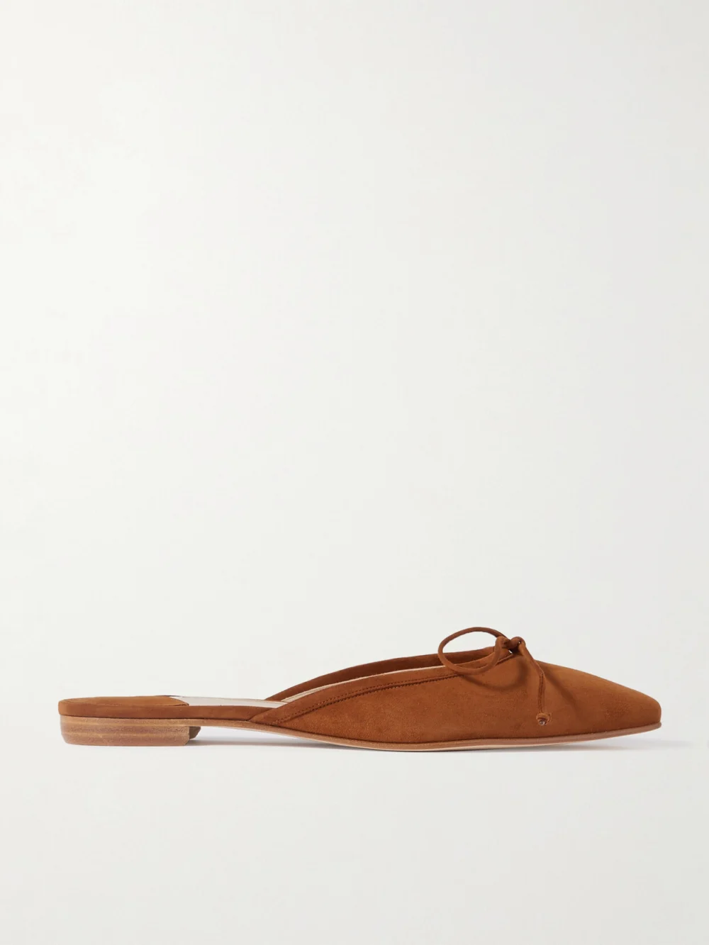 Manolo Blahnik Ballerimu Bow-detailed Suede Ballet Flats in tan