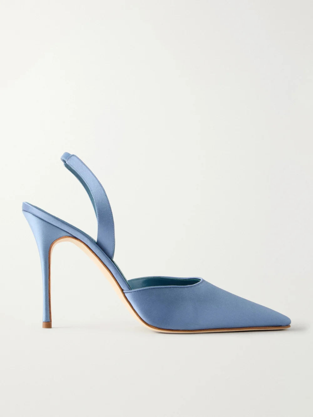 Manolo Blahnik Borelapla 105 Satin Slingback Pumps in blue