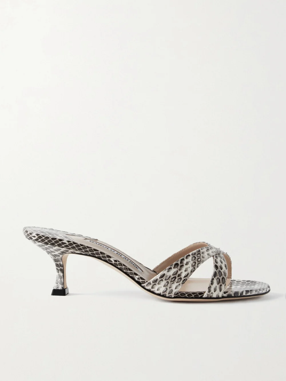 Manolo Blahnik Callamu 50 Elaphe Mules in snake print