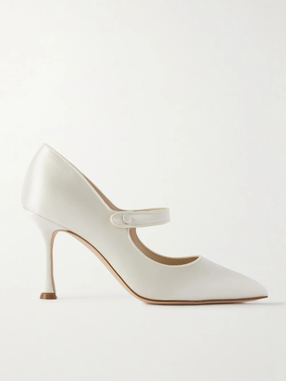 Manolo Blahnik Campari Bridal 90 Grosgrain-trimmed Satin Mary Jane Pumps in cream