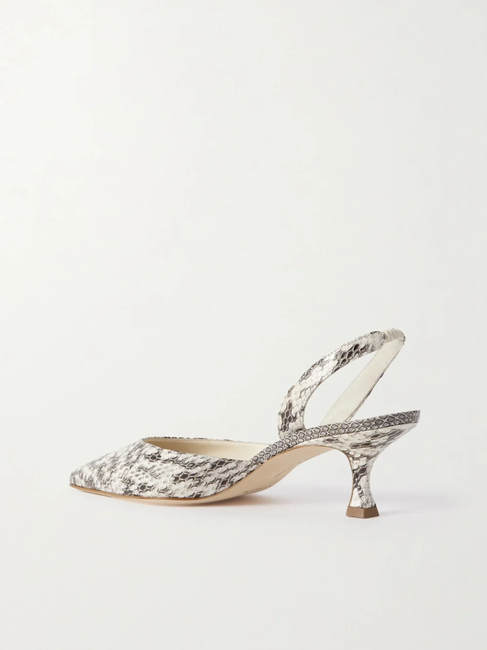 Back view of the Manolo Blahnik Carolyn 50 Elaphe Slingback Pumps