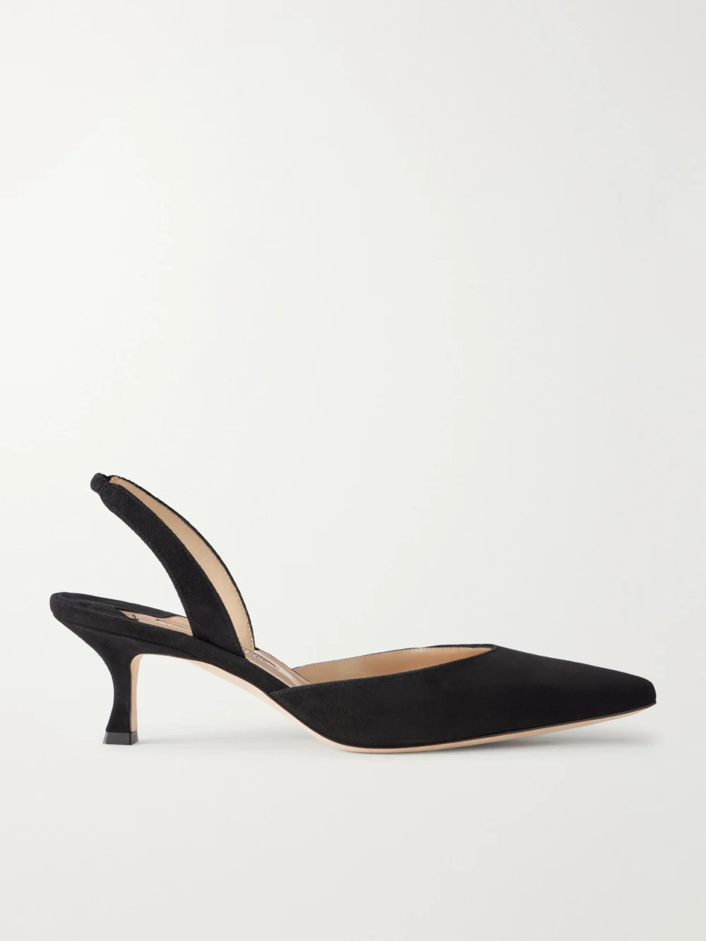Manolo Blahnik Carolyne 50 Suede Slingback Pumps in black