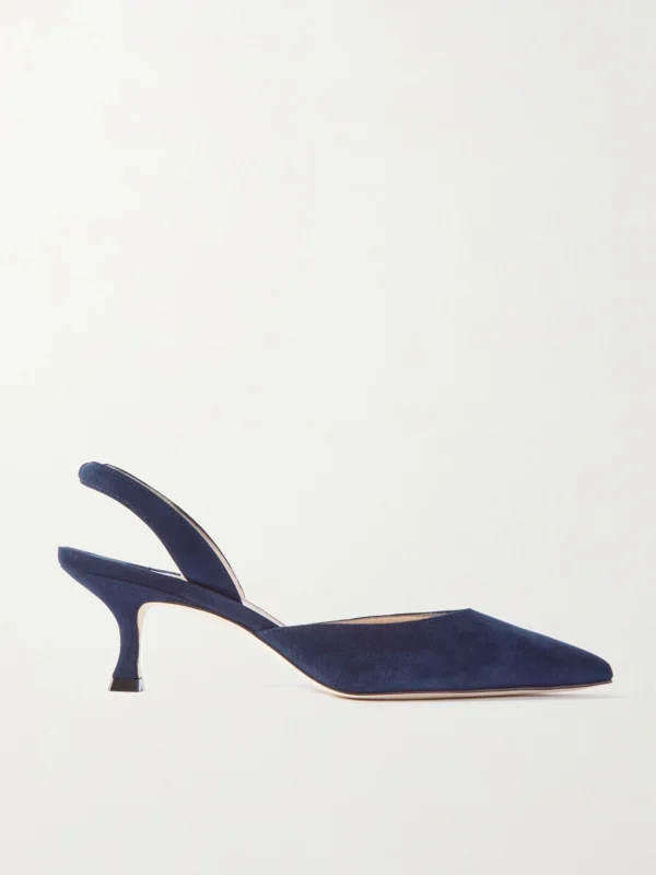 Manolo Blahnik Carolyne 50 Suede Slingback Pumps